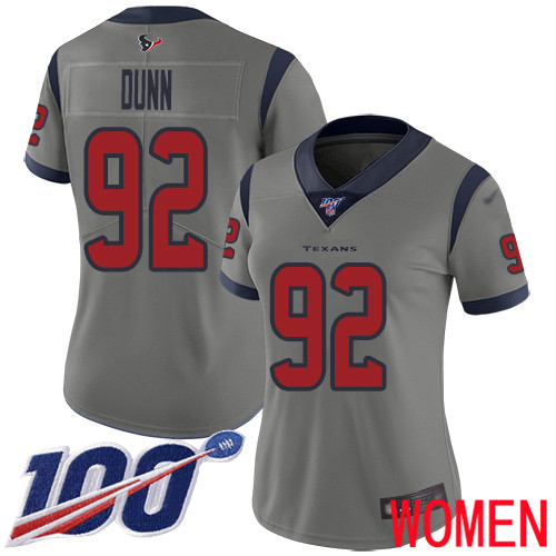 Houston Texans Limited Gray Women Brandon Dunn Jersey NFL Football #92 100th Season Inverted Legend